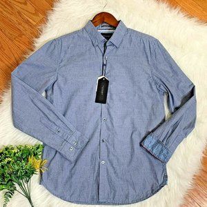 NWT Cactus Man Ricky Singh Mens Shirt Size S Slim Long Sleeve Blue Button Up